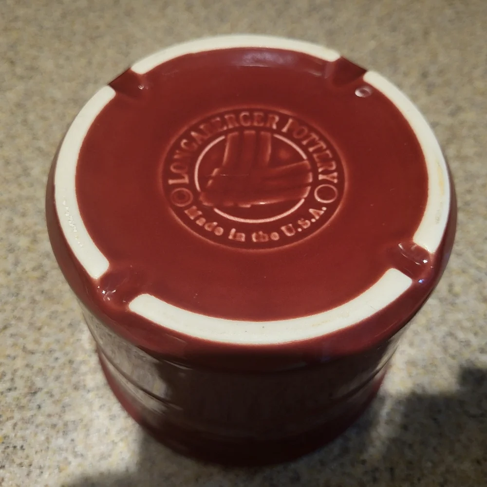 Longaberger Pottery Woven Traditions Paprika Round 1 Pint Salt Crock USA Made